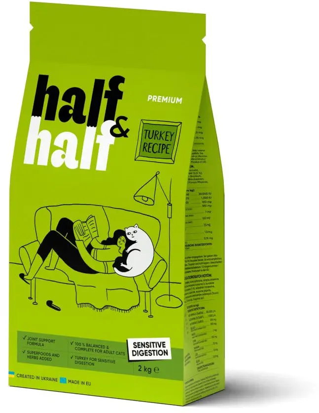 HALF&HALF Sensitive Hrana uscata pentru pisici, Curcan