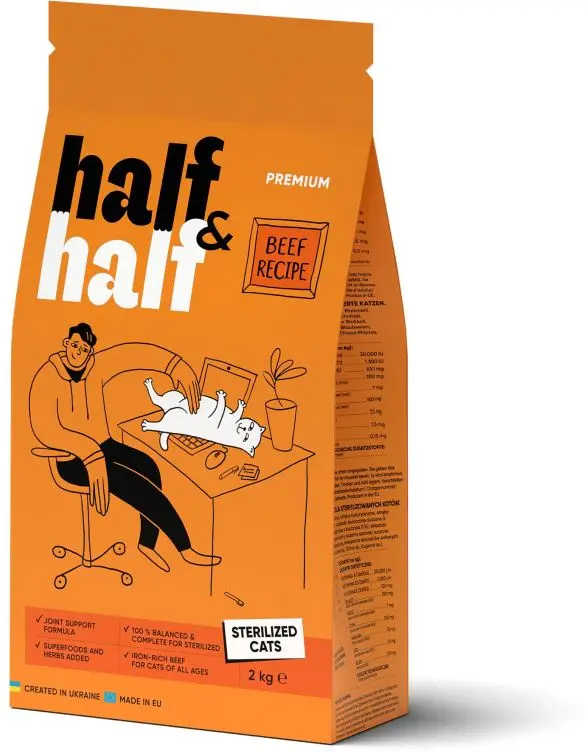 HALF&HALF Sterilised Hrana uscata pentru pisici sterilizate, cu Vita