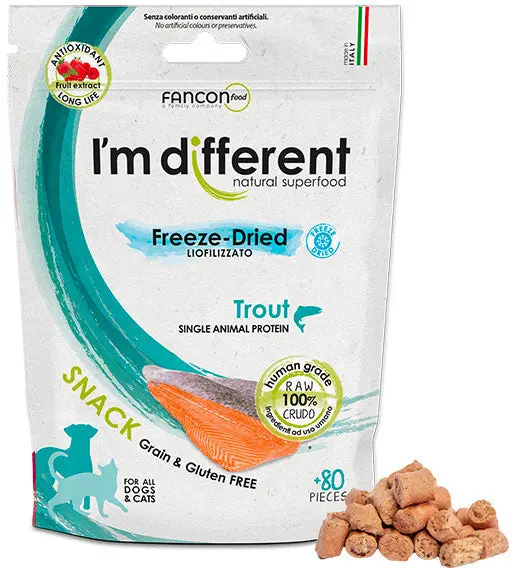 I'M DIFFERENT Recompensa pentru caini si pisici, Monoproteica, cu Pastrav 40g