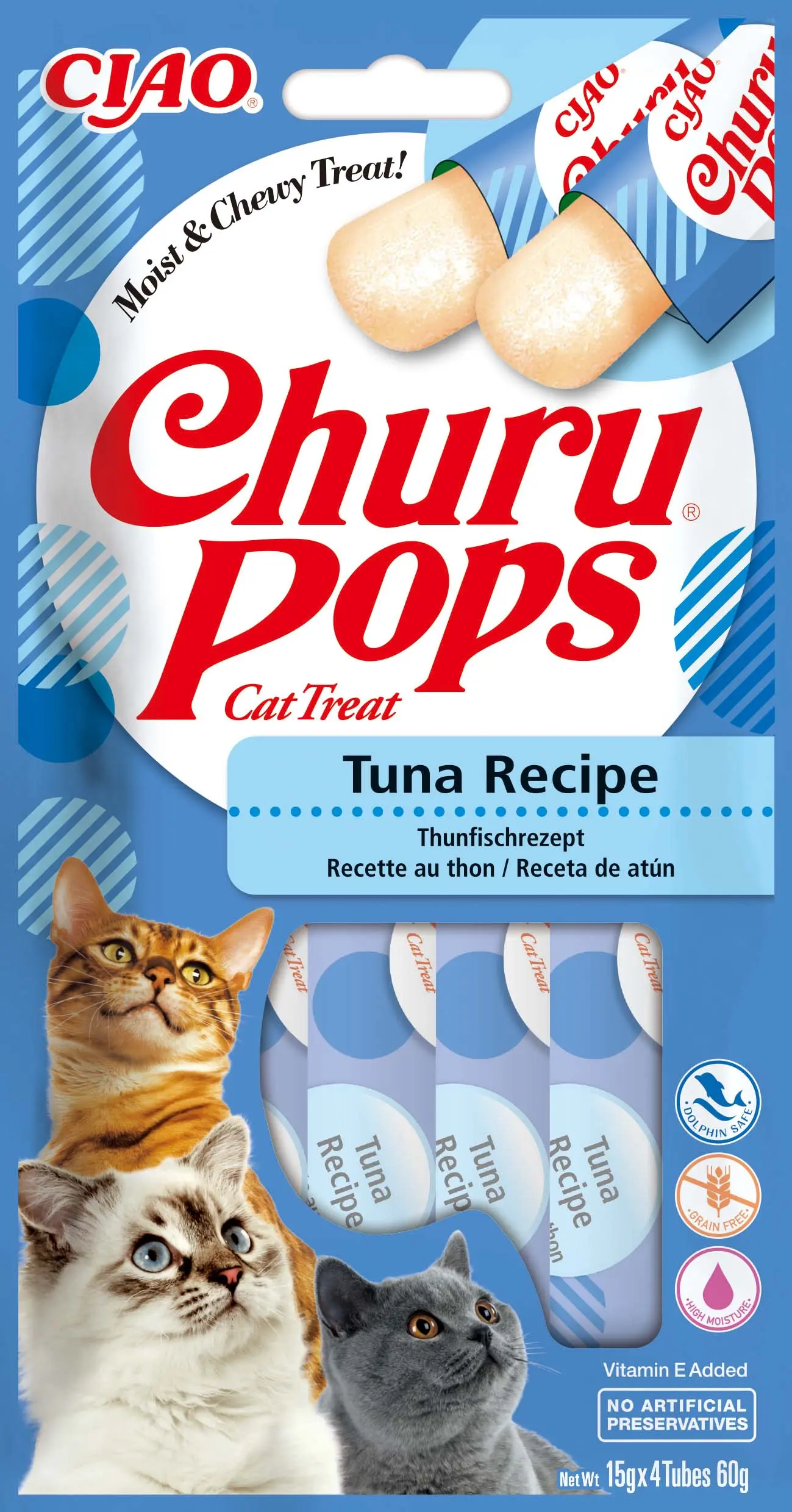 INABA CHURU Pops Recompensa pt. pisici, Baton cu Ton, Pachet cu 4 bucati x 15g