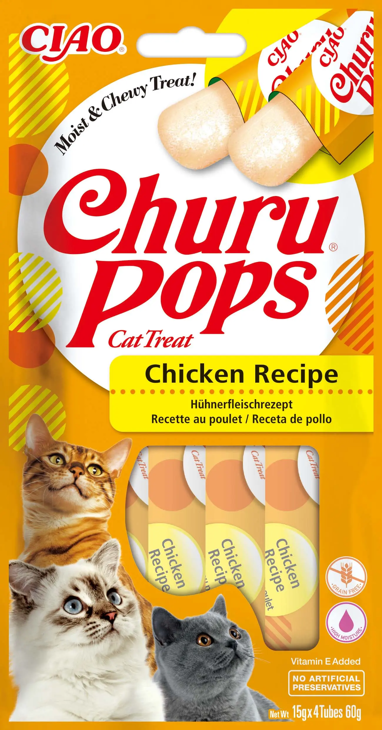 INABA CHURU Pops Recompensa pt. pisici, Baton cu Pui, Pachet cu 4 bucati x 15g