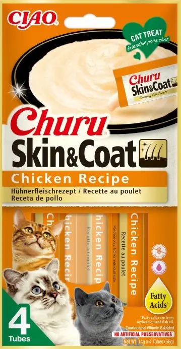 INABA CHURU Recompensa pt. pisici, Baton cu Pui, Pachet cu 4 bucati x 15g