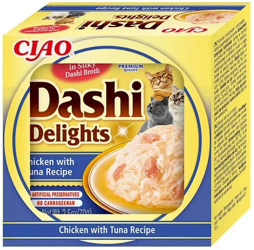 INABA CIAO Dashi Delights Bol pentru pisici, cu Pui si Ton 70g