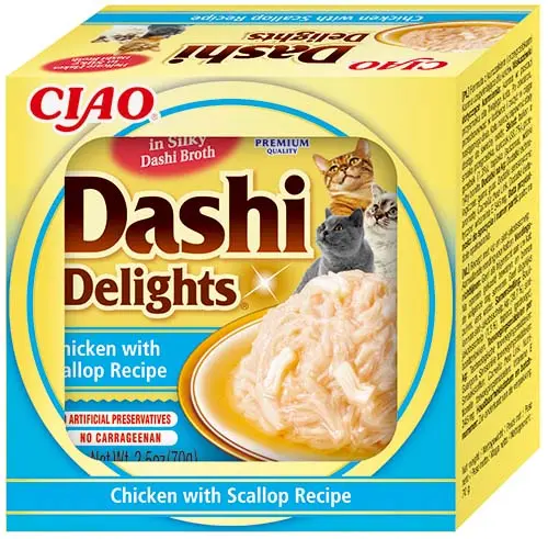 INABA CIAO Dashi Delights Bol pentru pisici, cu Pui si Scoici 70g