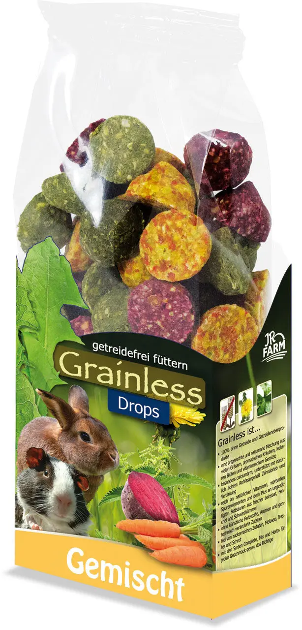 JR FARM Grainless Mixed Drops, hrana complementara pentru rozat si iepuri 140g