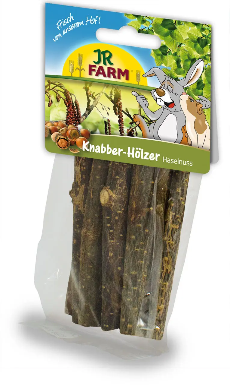 JR FARM Nibbler Sticks Hazelnut, crengute de alun pentru ros 40g