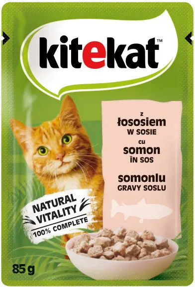 KITEKAT Plic hrana umeda pentru pisici Adulte, cu Somon 85g