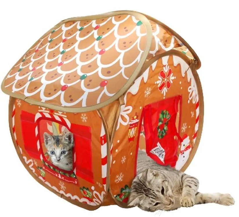 KONG Bungalou pentru pisici, model Turta dulce, editie de Craciun