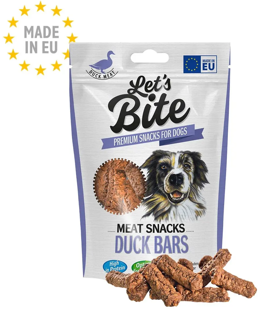 Let's Bite Meat Snacks - recompense pentru caini, batoane cu Rata 80g
