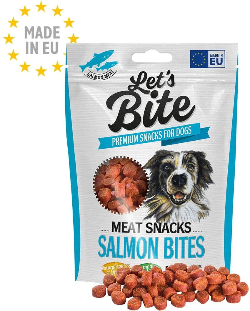 Lets Bite Meat Snacks - recompense pentru caini, bucatele cu Somon 150g
