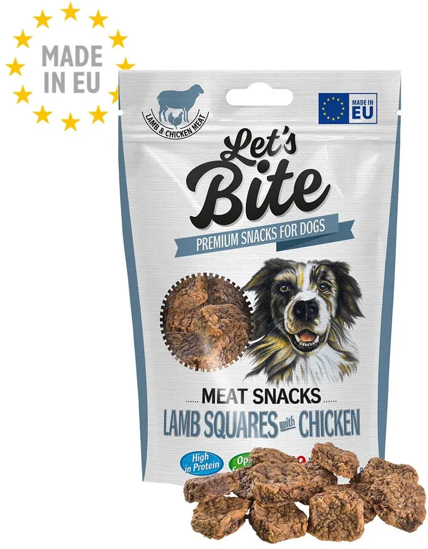 Let's Bite Meat Snacks - recompense pentru caini, bucati cu Miel si Pui 80g