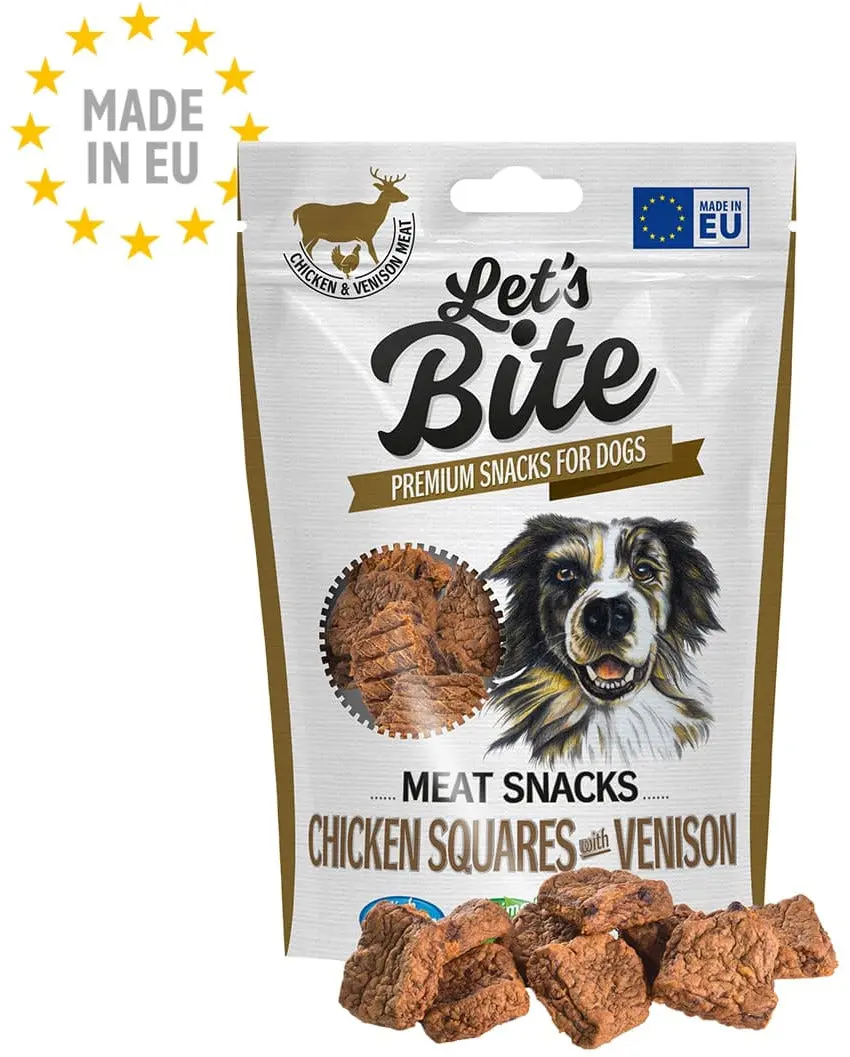 Let's Bite Meat Snacks - recompense pentru caini, bucati cu Vanat si Pui 80g