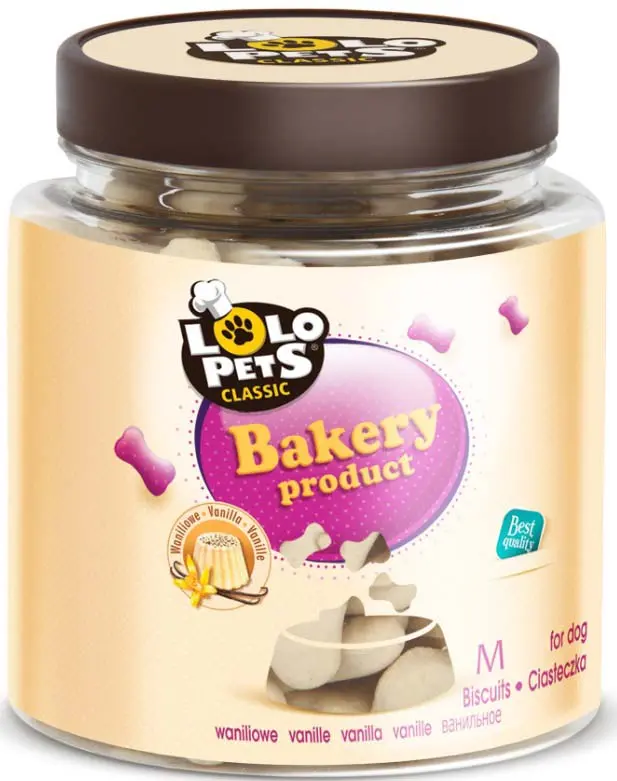 LOLO PETS CLASSIC Biscuiti pentru caini Bones Medium, borcan plastic 210g