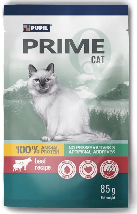 PUPIL PRIME Plic, Hrana umeda pentru pisici, cu Vita si Miel 85g