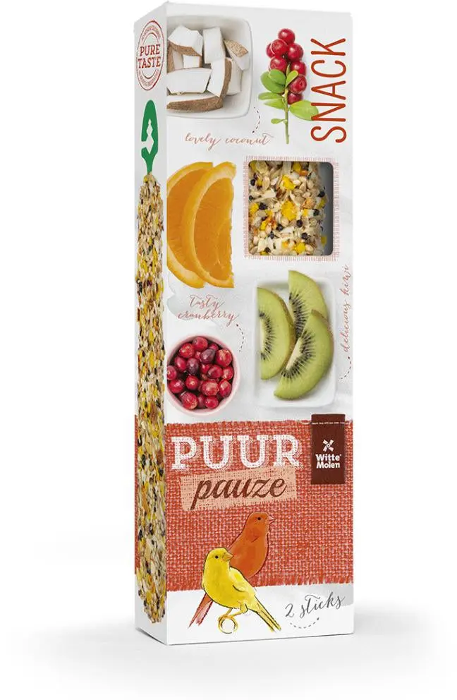 PUUR Pauze Snack pentru canari, cu merisoare si kiwi, 2 bucati 60g