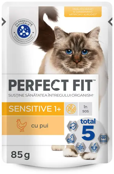 PERFECT FIT Hrana umeda cu Pui in sos pentru pisici sensibile 85g