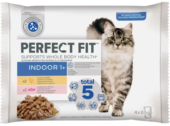 PERFECT FIT INDOOR, Hrana umeda selectii de carne in sos pentru pisici 4x85g