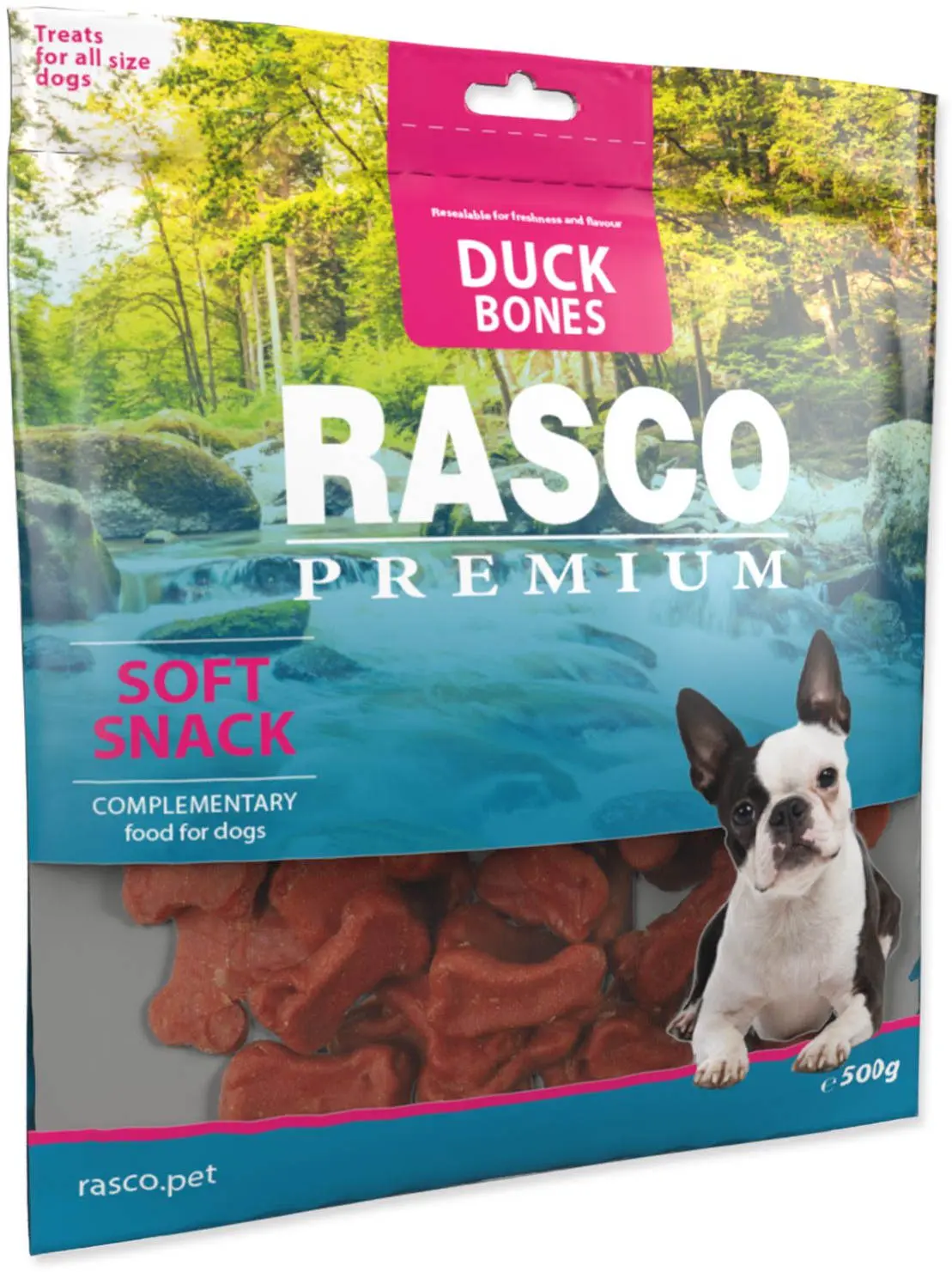 RASCO Premium Recompensa pentru caini, forma Os, cu Rata 500g