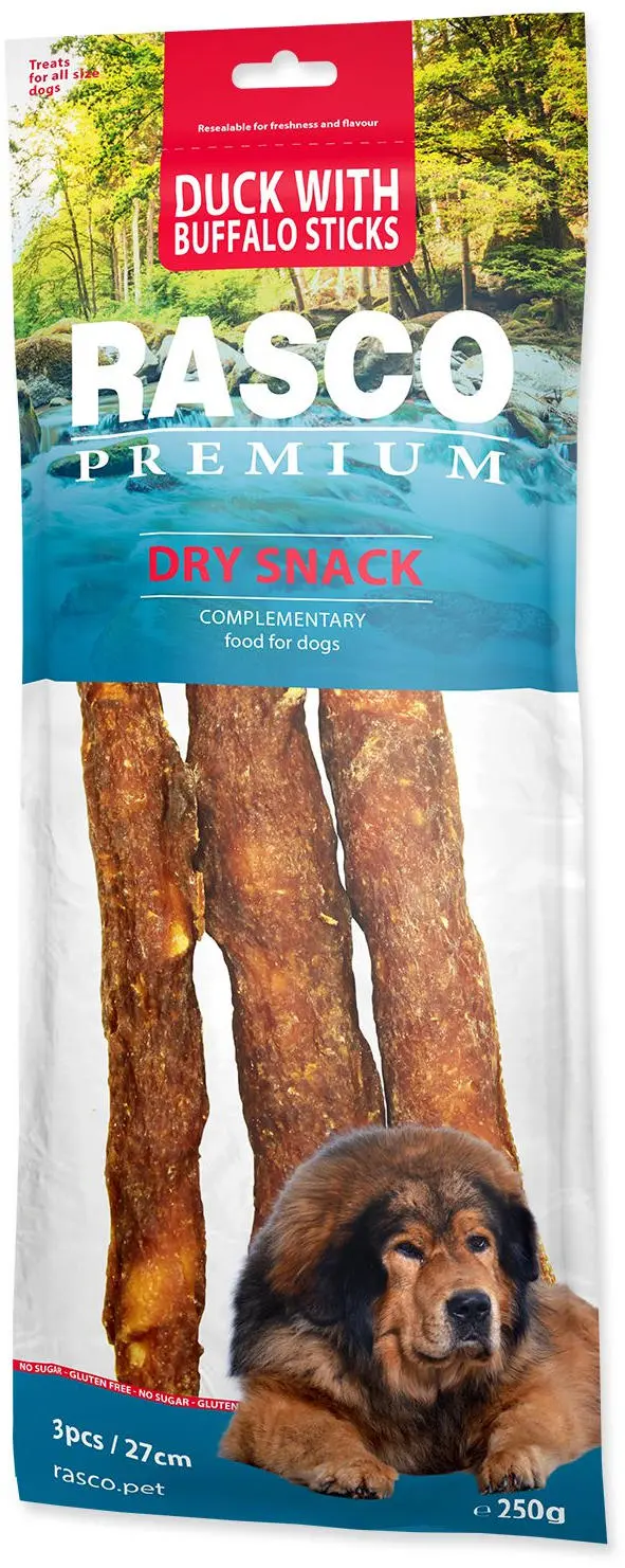 RASCO Premium Recompensa pentru caini, Stick Piele de Vaca, cu Rata 3buc 250g
