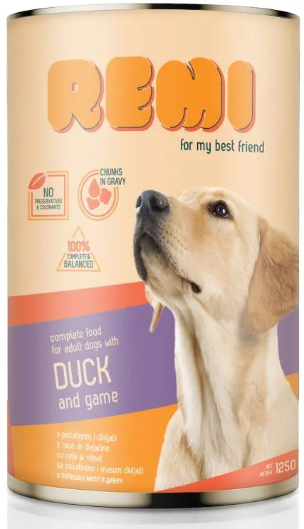 REMI Conserva pentru caini, cu Rata si Vanat 1250g
