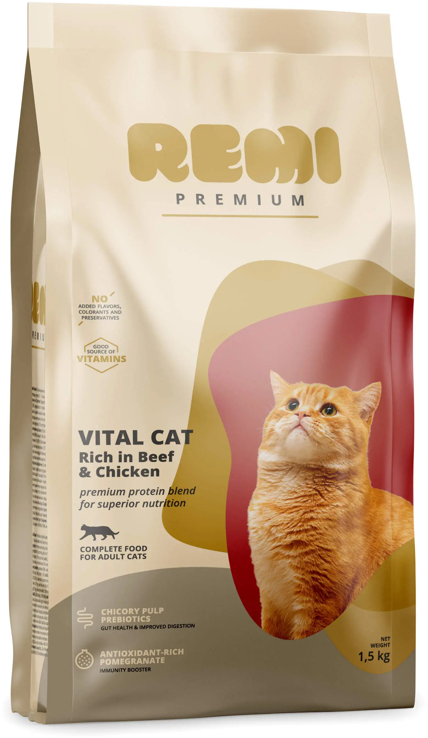 REMI Premium Vital Hrana uscata pentru pisici, cu Vita si Pui