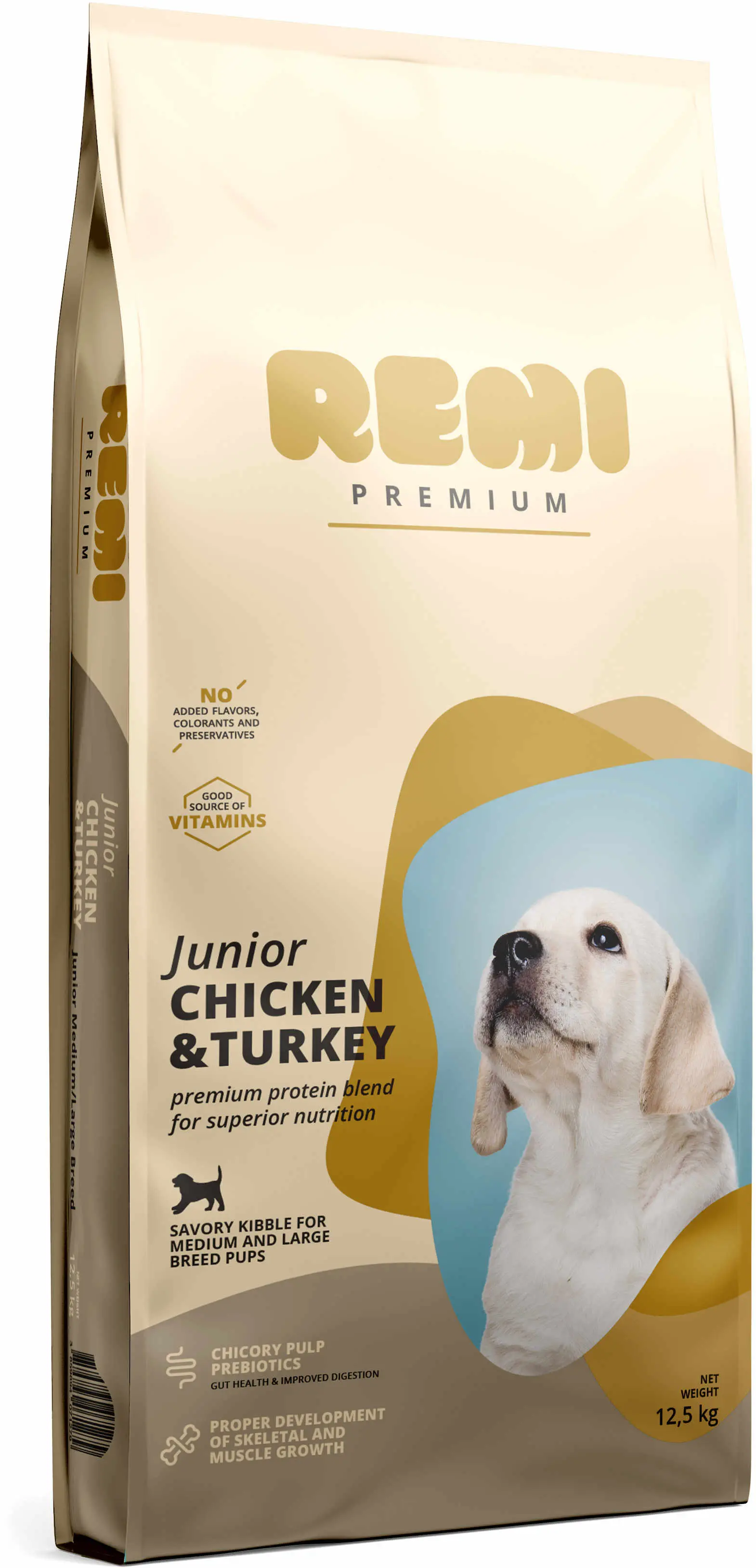 REMI Premium JUNIOR Medium & Large, cu Pui si Curcan 12,5kg