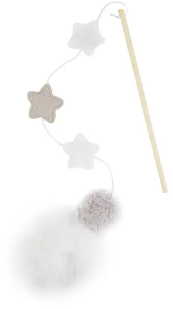 ROSEWOOD Jucarie cu iarba pisici, Undita Stelute cu pana, editie Craciun, 56cm