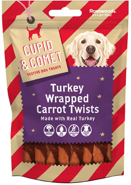 ROSEWOOD Recompensa pentru caini, cu curcan si morcov, editie Craciun 100g