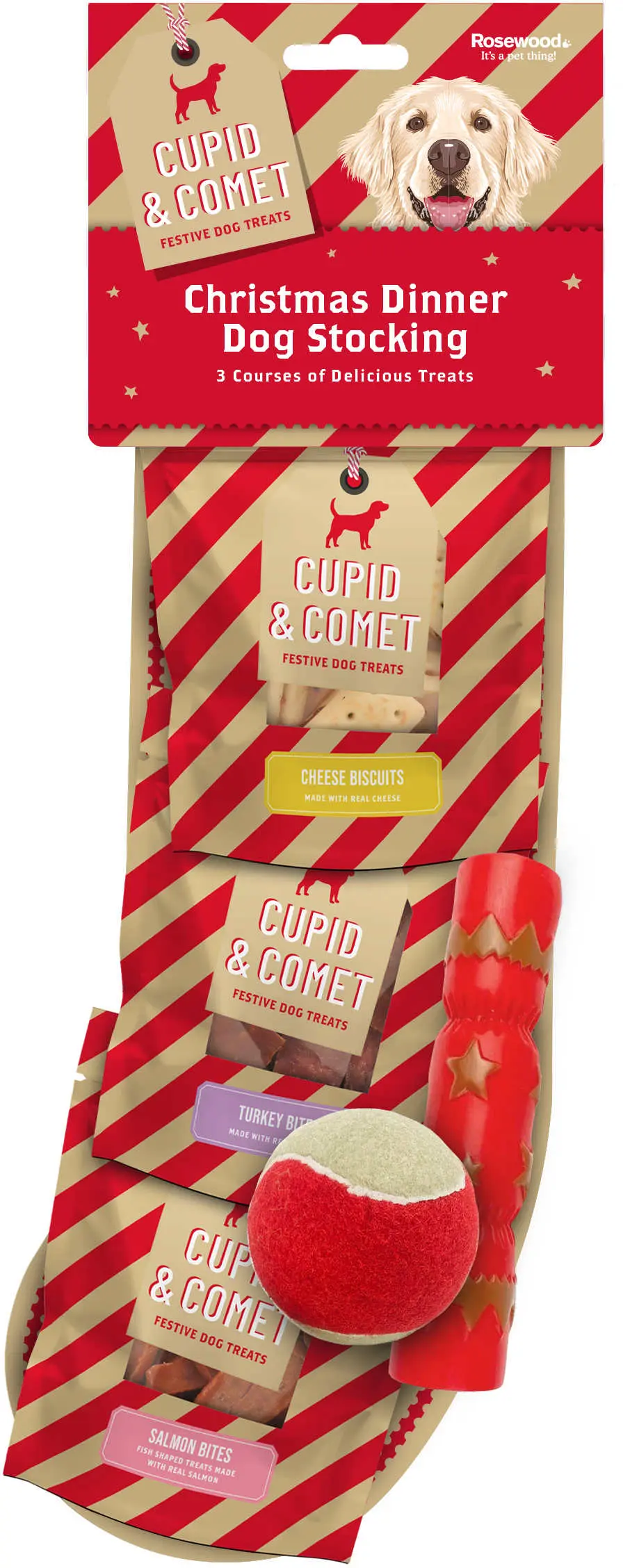 ROSEWOOD Sosetuta pentru caini, recompense si jucarie, editie de Craciun 190g