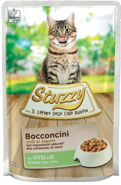 STUZZY Chunks Plic hrana umeda pentru pisici, cu Vitel 85g
