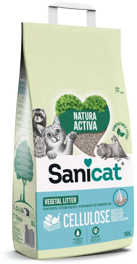 SANICAT Clean&Green Asternut pisici, celuloza si hartie, biodegradabil 10L/3,4kg
