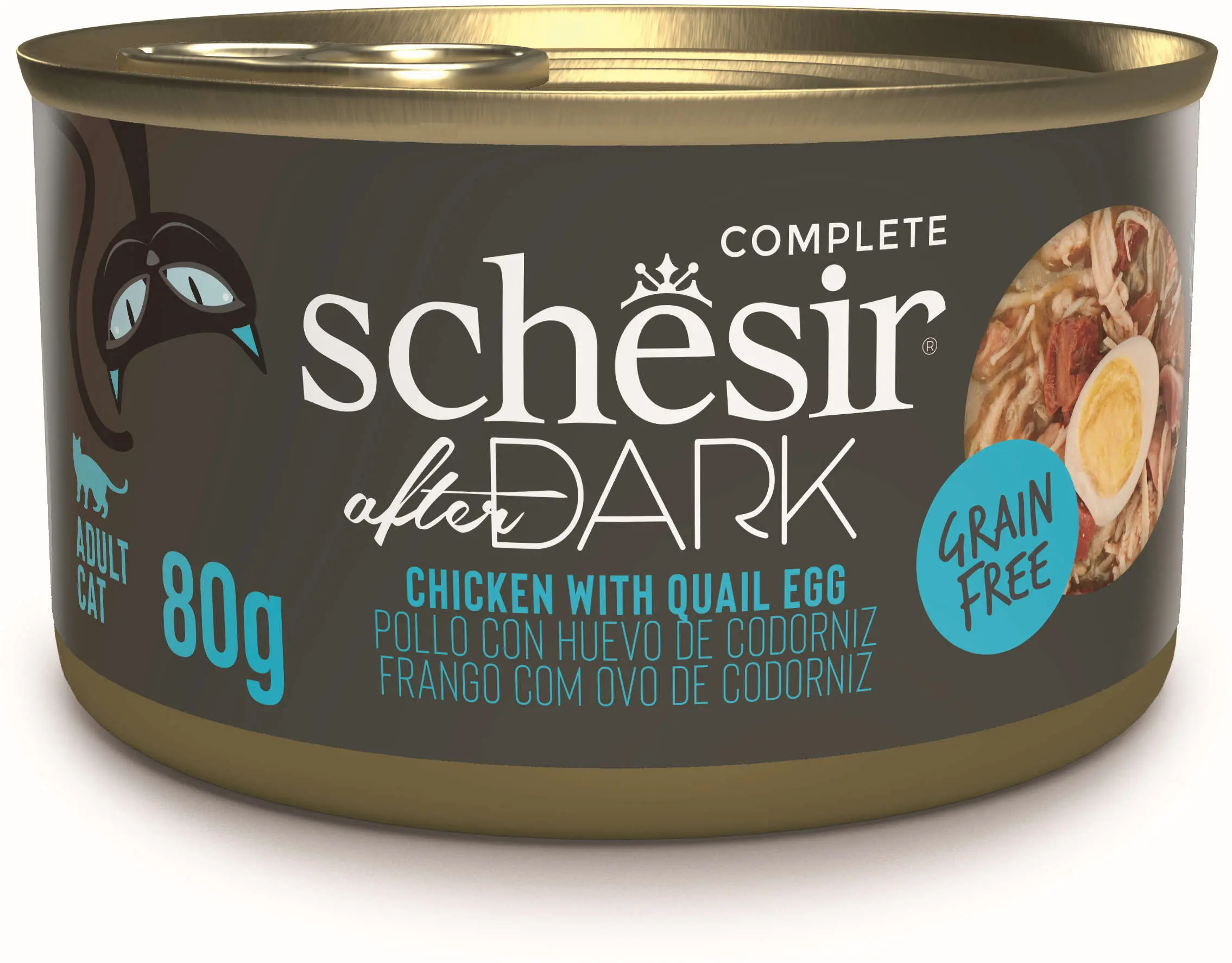 SCHESIR After Dark Conserva pentru pisici, supa cu Pui si oua de Prepelita 80g