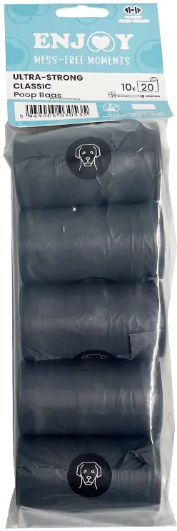 ENJOY Saci igienici pt colectare excremente, Clasic, negru, 10 role/set