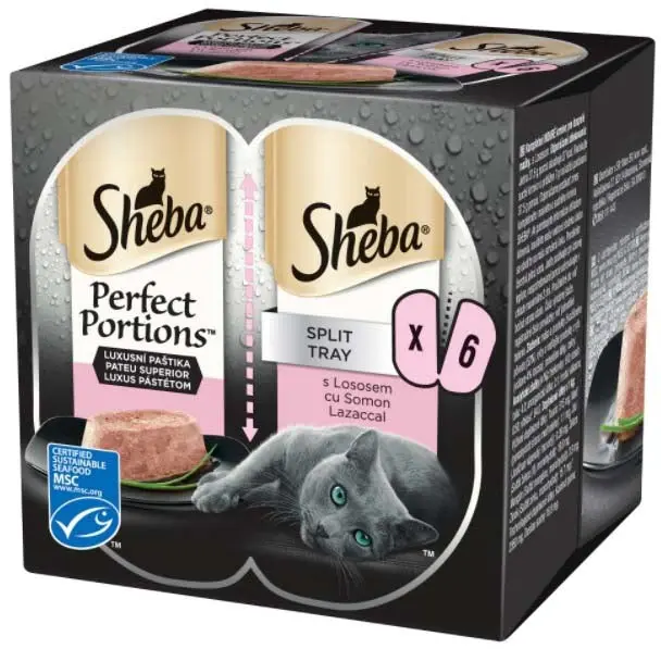 SHEBA Perfect Portions Tavita pateu superior cu Somon 225g (3x2x37,5g)