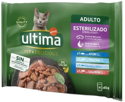 ULTIMA Multipack selectie de peste in sos, pentru pisici sterilizate 4x85g