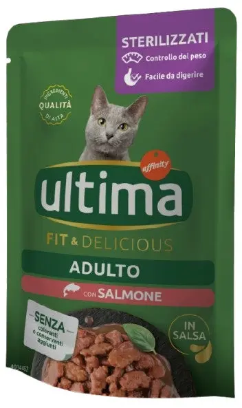 ULTIMA Plic hrana umeda pentru pisici Sterilizate, cu Somon 85g