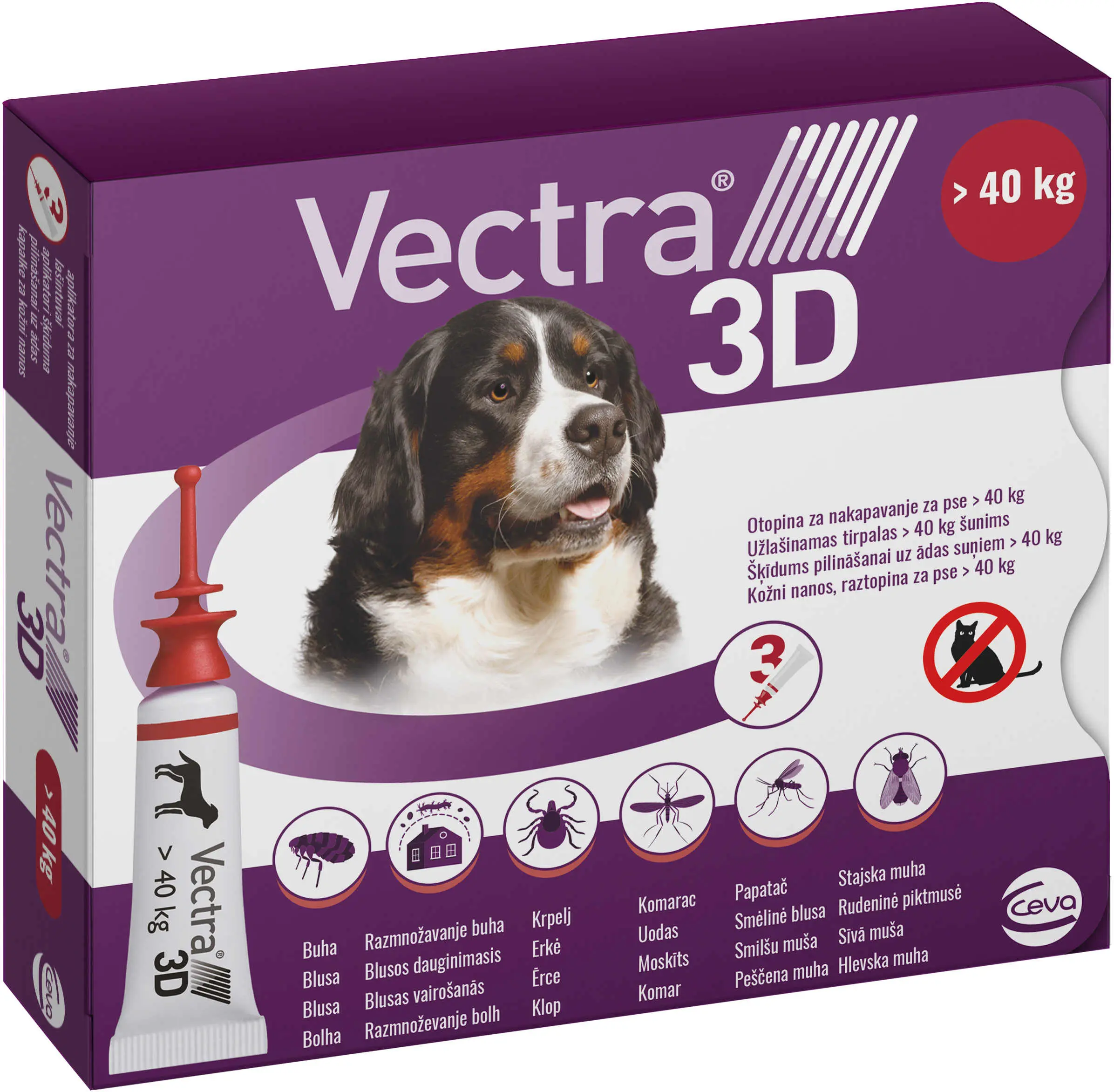 VECTRA 3D Solutie antiparazitara XXL pentru caini intre 40 kg kg, 1 pipeta