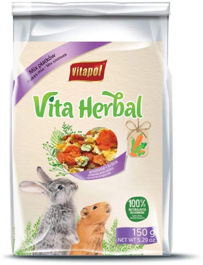 VITAPOL Herbal Hrana suplimentara pentru rozatoare Mix de Fulgi 150g