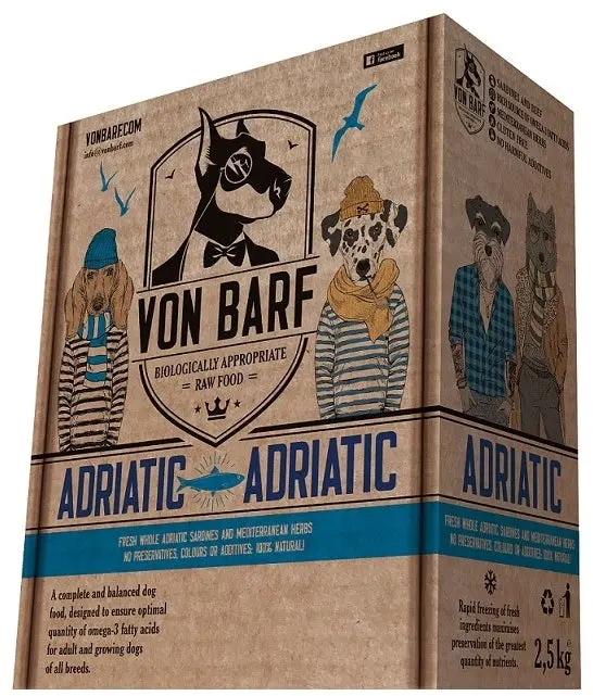 VON BARF Adriatic, hrana cruda congelata pentru caini 10x250g