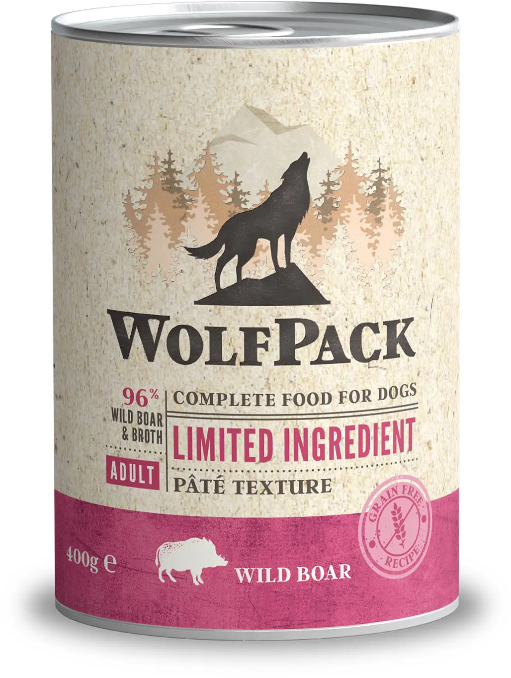 WOLFPACK Conserva pentru caini, cu numar limitat de ingrediente, Porc mistret