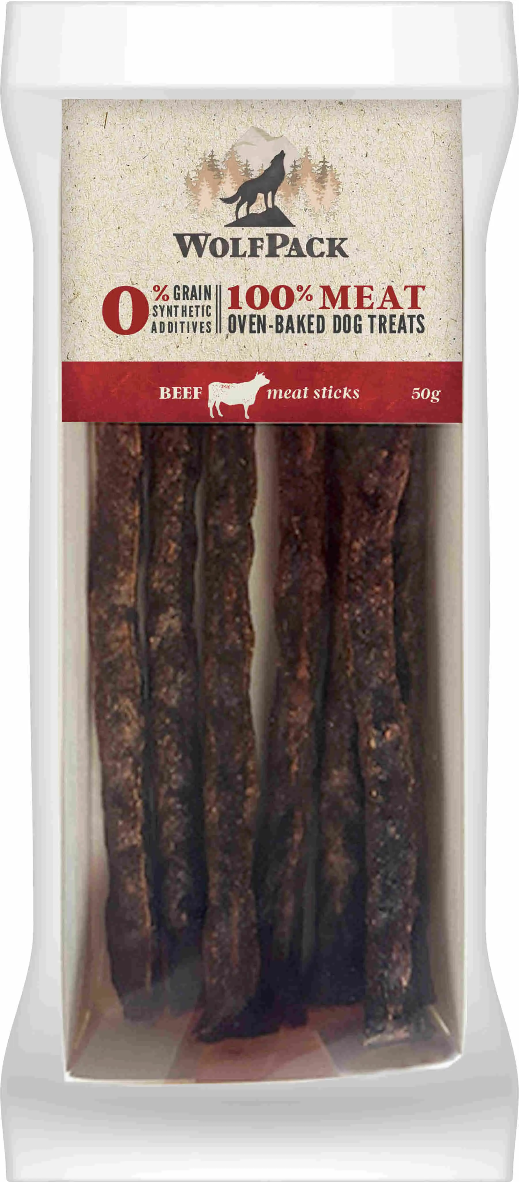 WOLFPACK Recompensa pentru caini, meat sticks cu 100 % vita 50g