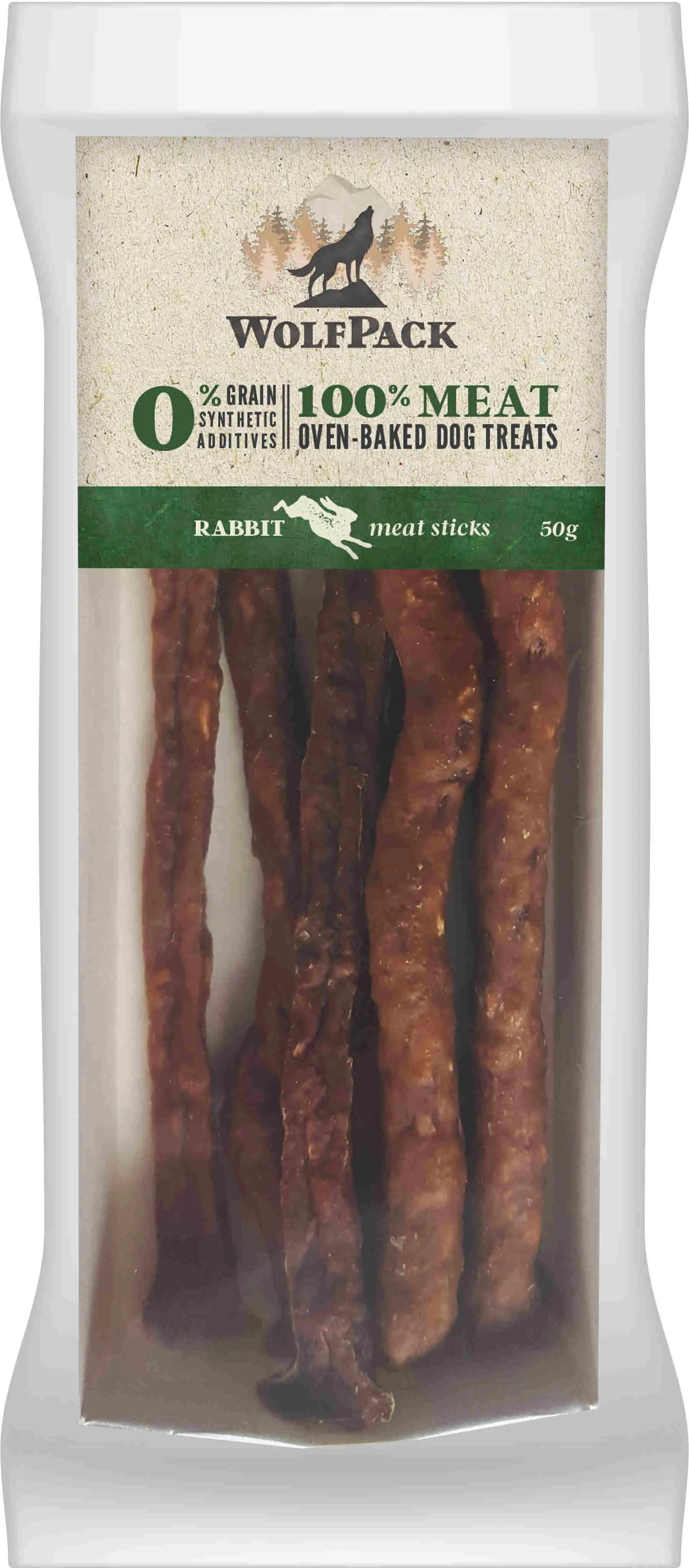 WOLFPACK Recompensa pentru caini, meat sticks cu 100 % iepure 50g