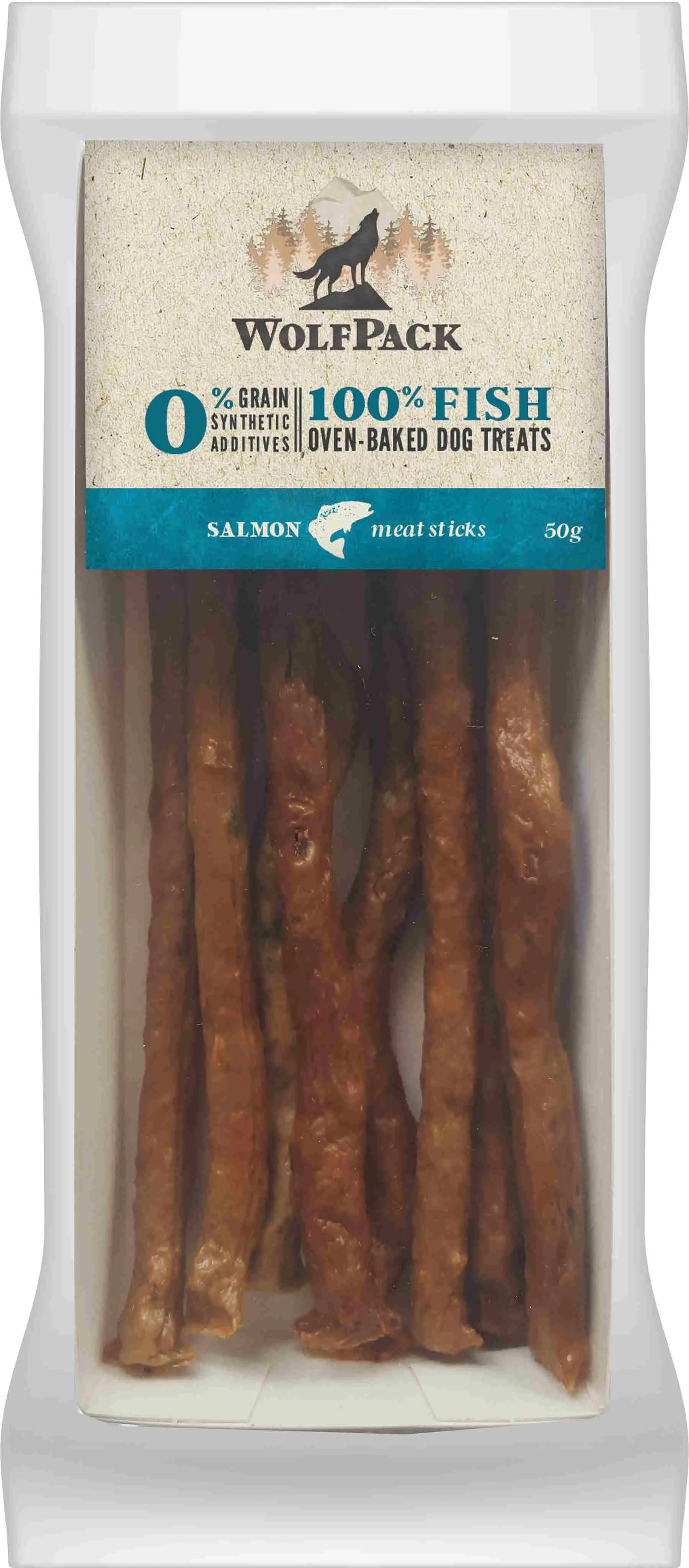 WOLFPACK Recompensa pentru caini, meat sticks cu 100 % somon 50 g