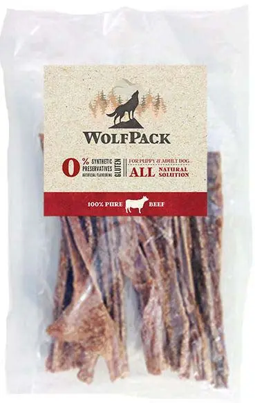 WOLFPACK Recompensa pentru caini Uger de Vita, fasii, 100g