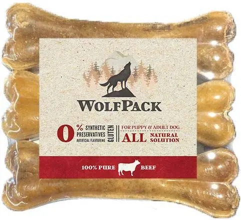 WOLFPACK Recompensa pentru caini, Os presat Piele cu Burta Vita