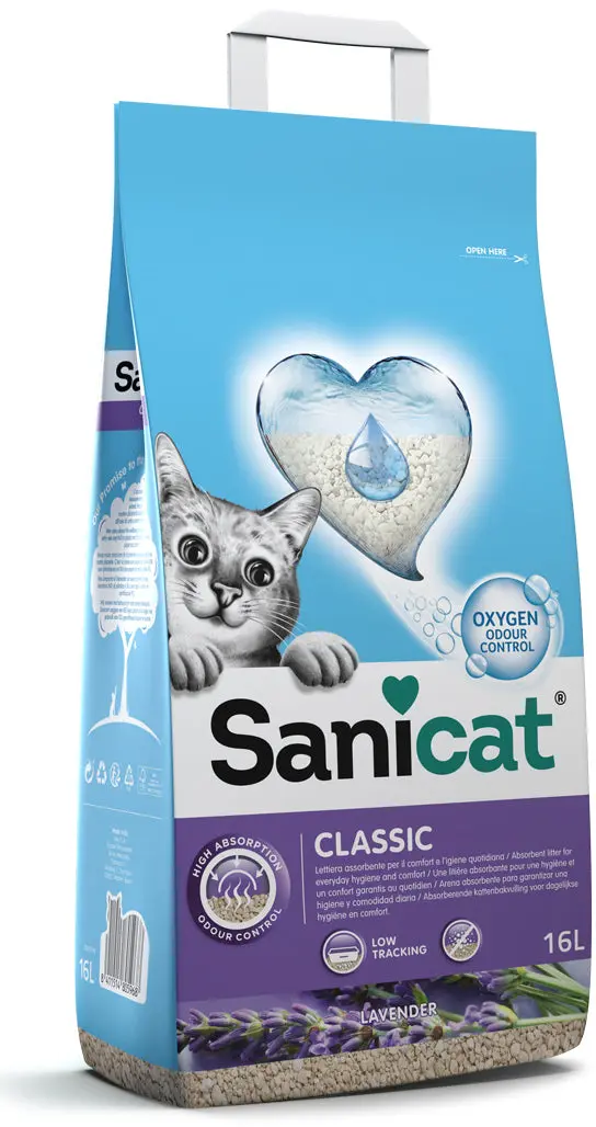 SANICAT Classic Lavender, nisip igienic cu aroma de lavanda 20L/15kg