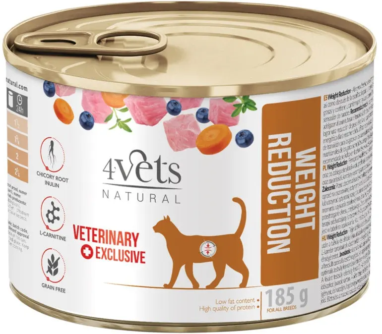 4VETS Natural Conserva pentru pisici, Weight Reduction 185g