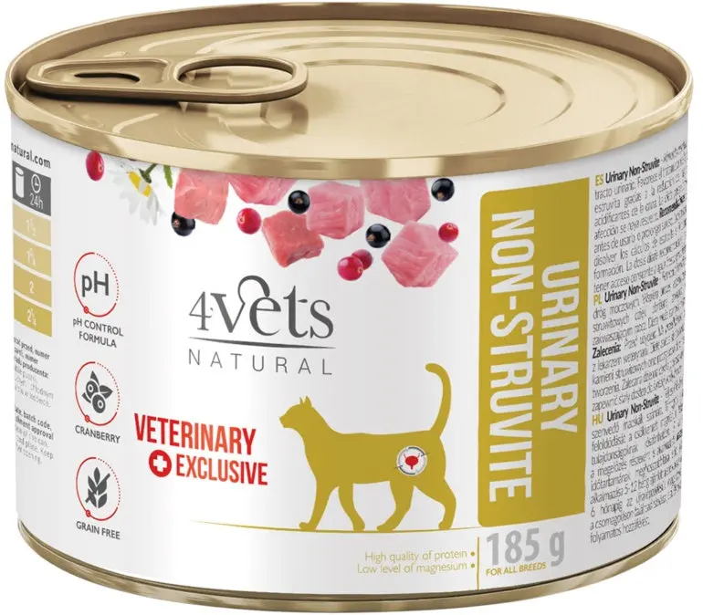 4VETS Natural Conserva pentru pisici, Urinary Non-Struvit 185g