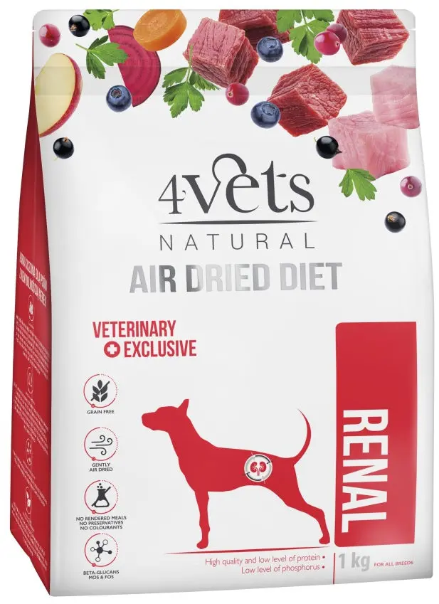 4VETS Natural Hrana uscata pentru caini, Renal - AIR DRIED 1kg