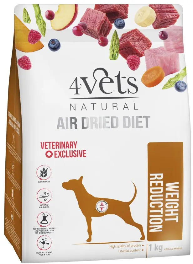 4VETS Natural Hrana uscata pentru caini, Weight Reduction - AIR DRIED 1kg